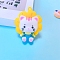 PVC Plastic Pendants, Cat with Sunflower, Deep Sky Blue, 55x45mm