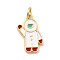Brass Enamel Pendants, with Jump Rings, Real 18K Gold Plated, Spaceman, 16.5x10.5x2mm, Hole: 3.2mm
