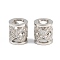 Brass Micro Pave Clear Cubic Zirconia European Beads, Large Hole Beads, Column with Rhombus Pattern, Rack Plating, Long-Lasting Plated, Lead Free & Cadmium Free, Platinum, 9x10mm, Hole: 5mm