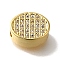 Oval Rack Plating Brass Micro Pave Clear Cubic Zirconia Beads, Long-Lasting Plated, Cadmium Free & Lead Free, Real 18K Gold Plated, 9x7x5mm, Hole: 3mm
