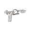 Brass Micro Pave Cubic Zirconia Fold Over Clasps, Rectangle, Platinum, 31mm, Hole: 1.8mm