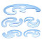 5Pcs 5 Styles Acrylic Drawing Template Measuring Ruler Set, Sky Blue, 60~80x140~240x3mm, 1pc/style
