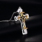 Stainless Steel Box Chains Necklaces, with Alloy Pendants, Cross, Golden & Stainless Steel Color, 23.62 inch(60cm)
