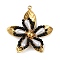 Plastic Pendants, 304 Stainless Steel Pendants, Black, Flower, 37x34.5x6.5mm, Hole: 1.6mm