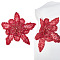 3D Flower Polyester Sequin Brooches for Backpack Clothes, with Iron Findings, Platinum, Dark Red, 300x310~315mm