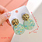 Alloy Polymer Clay Dangle Stud Earrings, Golden, Flat Round, 42x30mm