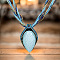 Bohemian Style Teardrop Zinc Alloy & Resin & Glass Seed Beaded Pendant Necklaces, Light Cyan, 17.72 inch(45cm)