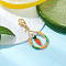 Easter Teadrop Glass Seed Beaded & Alloy Enamel Carrot Pendant Decorations, with 304 Stainless Steel Lobster Claw Clasps, Orange, 48mm