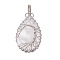 Natural Quartz Crystal Pendants, Teardrop, Wire Wrapped, 48x25mm
