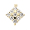 Brass Micro Pave Clear Cubic Zirconia Clasps, Rack Plating, Long-Lasting Plated, Rhombus, Real 18K Gold Plated, 19x16.5x12mm, Hole: 1.6mm