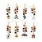 8Pcs Halloween Glass & Alloy Enamel Pendant Decorations, with Alloy Lobster Claw Clasps, Mixed Shapes, Mixed Color, 66~79.5mm