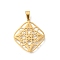 304 Stainless Steel Pendants, Laser Cut, Witch Knot Charm, Real 18K Gold Plated, 24x21x1.5mm, Hole: 6x3mm