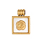 Square with Flower Charms 304 Stainless Steel Enamel Pendants, Ion Plating(IP), Real 14K Gold Plated, White, 15x11mm