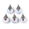 Tibetan Style Resin Pendants, with Alloy & Enamel, Teardrop, Antique Silver, WhiteSmoke, 26.5~28x16x13~14mm, Hole: 2.5mm