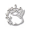 Anti-Tarnish 304 Stainless Steel Pendants, Laser Cut, Hummingbird with Flower Charm, Stainless Steel Color, 29x25.5x1mm, Hole: 1.5mm