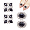 2 Pairs 2 Style Glass Rhinestone Shoe Decorations, Removable Iron Shoe Buckle Clip, Jet, 39~53.5x46.5~53.5x12~14mm, 1 pair/style