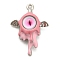 Alloy Pendants, with Enamel, Eye of Bat, Pink, 32x23x9mm, Hole: 1.8mm