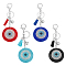 4Pcs 4 Colors Evil Eye Full Rhinestones Keychains, with Tassel Charm and Alloy Findings, for Women Bag Decoration, Mixed Color, 15.2cm, 1pc/color