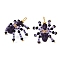 Halloween Theme Dyed Synthetic Turquoise & Glass Seed Beads Pendants, Skull Spider Charms, Lilac, 32x32x18mm, Hole: 3x2.5mm
