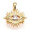 Brass Micro Pave Clear Cubic Zirconia Pendants, Evil Eye Charms, Cadmium Free & Nickel Free & Lead Free, Real 18K Gold Plated, 14.1x12.9x4mm, Hole: 2x3mm