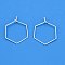 Brass Earring Hooks, Hexagon, 925 Sterling Silver Plated, 25x20x3.5mm