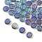 Electroplate Glass Beads, Flat Round with Letter, Purple, Letter U, 9.5~10x4~5mm, Hole: 1mm, about 30pcs/set
