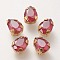 Sew on Rhinestone, Mocha Style, Glass Rhinestone, with Golden Plated Brass Prong Settings, Faceted, Teardrop, Light Siam, 8x6x5mm, Hole: 0.8mm