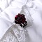 Rose Alloy with Resin Adjustable Cuff Rings, Dark Red, Inner Diameter: Adjustable