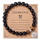 Natural Tiger Eye & Agate Beaded Stretch Bracelets,  Constellation Charm Bracelets, Round, Gemini, 7-1/2 inch(19cm)