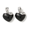 Brass Charms, with Enamel, Heart Charm, Platinum, 11.5x11.5x5.5mm, Hole: 3.5x2mm