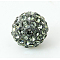 Polymer Clay Rhinestone Beads, Pave Disco Ball Beads, Grade A, Half Drilled, Round, Black Diamond, PP9(1.5.~1.6mm), 6mm, Hole: 1.2mm