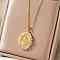 Retro Brass Pave Cubic Zirconia Virgin Mary Religion Pendant Necklaces, Perfect Gift for Everyday and Parties, Golden, Clear, 15.75 inch(40cm)