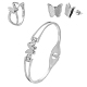 304 Stainless Steel Butterfly Stud Earrings & Finger Ring & Bangle SJEW-TZ0001-01-2