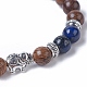 Bracelets extensibles de perles rondes en bois teint BJEW-JB04839-06-2