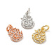 Chicken Brass Micro Pave Clear Cubic Zirconia Charms KK-G425-21-1