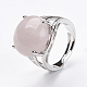 Anillos de dedo de cuarzo natural rosa ajustables RJEW-F075-01O-4