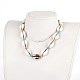 Verstellbare Kaurimuschel und Halsketten aus synthetischen türkisfarbenen Perlen NJEW-JN02300-02-4