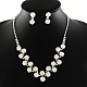 Fashionable Wedding Flower Rhinestone Necklace and Stud Earring Jewelry Sets SJEW-R046-01-2