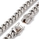 304 Stainless Steel Curb Chains Necklace with Rhinestone Skull for Men Women NJEW-E155-09P-5
