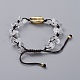Bracelets de perles tressées en cristal de quartz naturel à puce réglable BJEW-JB04994-03-2
