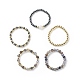 5 pz 5 stile arcobaleno naturale pietra di luna e dicroite e ematite sintetica set di anelli per dito elasticizzati con perline rotonde RJEW-JR00527-4