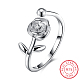 Einstellbar Blume trendy Sterling Silber Finger Manschette Ringe RJEW-BB15256-6