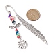 Tibetan Style Alloy Feather Bookmark AJEW-JK00310-02-3