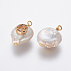 Colgantes naturales de perlas cultivadas de agua dulce PEAR-L027-01G-2