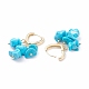 Boucles d'oreilles créoles pendantes en turquoise synthétique EJEW-JE04884-03-4