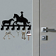 鉄の壁に取り付けられたフックハンガー  6つのフックが付いている装飾的なオーガナイザーラック  バッグ服用キースカーフハンギングホルダー  馬とライダー  ガンメタ色  16.5x27cm AJEW-WH0156-059-7