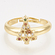 Ciondoli in ottone con zirconi cubici e orecchini a bottone e anelli regolabili set di gioielli SJEW-S043-05-2