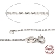 Trendy Unisex Rhodium Plated 925 Sterling Silver Cable Chains Necklaces STER-M034-B-07-1