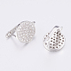 Brass Micro Pave Cubic Zirconia Hoop Earring Findings with Latch Back Closure ZIRC-K075-24P-3