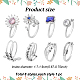 Anattasoul 8pz 8 anelli per polsini aperti rotanti con strass a forma di fiore e farfalla e diamanti con vetro RJEW-AN0001-12-6